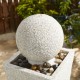 Glitzhome 40.25"H Modern Oversized Faux Terrazzo Geometric Pedestal and Sphere Polyresin Outdoor Fountain with Pump and LED Light