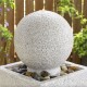 Glitzhome 40.25"H Modern Oversized Faux Terrazzo Geometric Pedestal and Sphere Polyresin Outdoor Fountain with Pump and LED Light