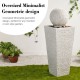 Glitzhome 40.25"H Modern Oversized Faux Terrazzo Geometric Pedestal and Sphere Polyresin Outdoor Fountain with Pump and LED Light