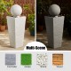 Glitzhome 40.25"H Modern Oversized Faux Terrazzo Geometric Pedestal and Sphere Polyresin Outdoor Fountain with Pump and LED Light