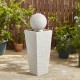 Glitzhome 40.25"H Modern Oversized Faux Terrazzo Geometric Pedestal and Sphere Polyresin Outdoor Fountain with Pump and LED Light