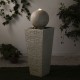 Glitzhome 40.25"H Modern Oversized Faux Terrazzo Geometric Pedestal and Sphere Polyresin Outdoor Fountain with Pump and LED Light