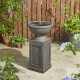 Glitzhome 28.25"H European Faux Granite Embossed Texture Geometric Column Pedestal Polyresin Outdoor Fountain with Pump and LED Light