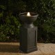 Glitzhome 28.25"H European Faux Granite Embossed Texture Geometric Column Pedestal Polyresin Outdoor Fountain with Pump and LED Light