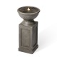 Glitzhome 28.25"H European Faux Granite Embossed Texture Geometric Column Pedestal Polyresin Outdoor Fountain with Pump and LED Light