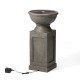 Glitzhome 28.25"H European Faux Granite Embossed Texture Geometric Column Pedestal Polyresin Outdoor Fountain with Pump and LED Light