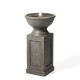 Glitzhome 28.25"H European Faux Granite Embossed Texture Geometric Column Pedestal Polyresin Outdoor Fountain with Pump and LED Light