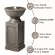 Glitzhome 28.25"H European Faux Granite Embossed Texture Geometric Column Pedestal Polyresin Outdoor Fountain with Pump and LED Light