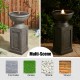 Glitzhome 28.25"H European Faux Granite Embossed Texture Geometric Column Pedestal Polyresin Outdoor Fountain with Pump and LED Light