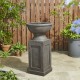 Glitzhome 28.25"H European Faux Granite Embossed Texture Geometric Column Pedestal Polyresin Outdoor Fountain with Pump and LED Light