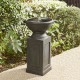 Glitzhome 28.25"H European Faux Granite Embossed Texture Geometric Column Pedestal Polyresin Outdoor Fountain with Pump and LED Light