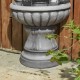 Glitzhome 35.25"H European Style Faux Mosaic 3-Tier Pedestal Polyresin Outdoor Fountain with Pump and LED Light