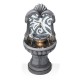 Glitzhome 35.25"H European Style Faux Mosaic 3-Tier Pedestal Polyresin Outdoor Fountain with Pump and LED Light