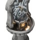 Glitzhome 35.25"H European Style Faux Mosaic 3-Tier Pedestal Polyresin Outdoor Fountain with Pump and LED Light