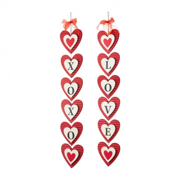 Glitzhome 30"H Set of 2 Valentine's Wooden Heart Door Hanger