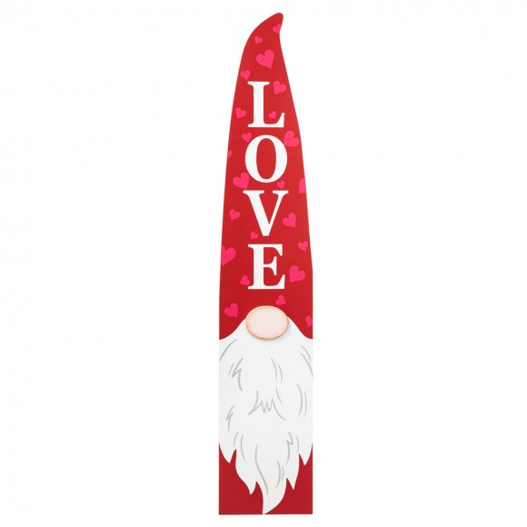 Glitzhome 42"H Valentine's Wooden Gnome Porch Sign Decor