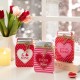 Glitzhome 7"H Set of 3 Valentine's Wooden Mason Jar Table Decor