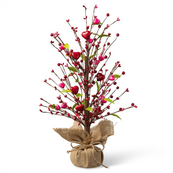 Glitzhome 20"H Valentine's Berry Heart Table Tree