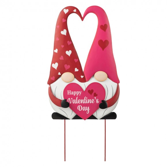 Glitzhome 30"H Valentine's Metal Gnome Couple Yard Stake or Wall Decor or Standing Decor