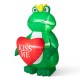 Glitzhome 6ft Lighted Valentine's Inflatable Frog with Heart Decor