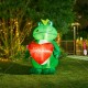 Glitzhome 6ft Lighted Valentine's Inflatable Frog with Heart Decor