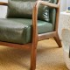 Glitzhome 30.00"H Mid-century Modern Hunter Green PU Leather Accent Armchair with Walnut Rubberwood Frame