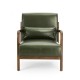 Glitzhome 30.00"H Mid-century Modern Hunter Green PU Leather Accent Armchair with Walnut Rubberwood Frame