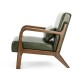 Glitzhome 30.00"H Mid-century Modern Hunter Green PU Leather Accent Armchair with Walnut Rubberwood Frame