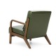 Glitzhome 30.00"H Mid-century Modern Hunter Green PU Leather Accent Armchair with Walnut Rubberwood Frame