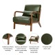 Glitzhome 30.00"H Mid-century Modern Hunter Green PU Leather Accent Armchair with Walnut Rubberwood Frame