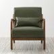 Glitzhome 30.00"H Mid-century Modern Hunter Green PU Leather Accent Armchair with Walnut Rubberwood Frame