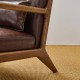 Glitzhome 30.00"H Mid-century Modern Coffee Leatherette Accent Armchair with Walnut Rubberwood Frame