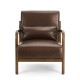 Glitzhome 30.00"H Mid-century Modern Coffee Leatherette Accent Armchair with Walnut Rubberwood Frame