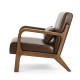 Glitzhome 30.00"H Mid-century Modern Coffee Leatherette Accent Armchair with Walnut Rubberwood Frame