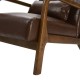 Glitzhome 30.00"H Mid-century Modern Coffee Leatherette Accent Armchair with Walnut Rubberwood Frame