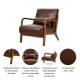 Glitzhome 30.00"H Mid-century Modern Coffee Leatherette Accent Armchair with Walnut Rubberwood Frame