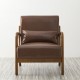 Glitzhome 30.00"H Mid-century Modern Coffee Leatherette Accent Armchair with Walnut Rubberwood Frame