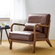 Glitzhome 30.00"H Mid-century Modern Coffee Leatherette Accent Armchair with Walnut Rubberwood Frame, Set of 2