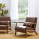 Glitzhome 30.00"H Mid-century Modern Coffee Leatherette Accent Armchair with Walnut Rubberwood Frame