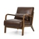 Glitzhome 30.00"H Mid-century Modern Coffee Leatherette Accent Armchair with Walnut Rubberwood Frame, Set of 2