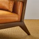 Glitzhome 30.00"H Mid-century Modern Yellowish-brown Leatherette Accent Armchair with Walnut Rubberwood Frame, Set of 2