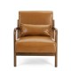 Glitzhome 30.00"H Mid-century Modern Yellowish-brown Leatherette Accent Armchair with Walnut Rubberwood Frame, Set of 2