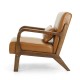 Glitzhome 30.00"H Mid-century Modern Yellowish-Brown Leatherette Accent Armchair with Walnut Rubberwood Fram