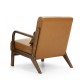 Glitzhome 30.00"H Mid-century Modern Yellowish-Brown Leatherette Accent Armchair with Walnut Rubberwood Fram