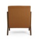 Glitzhome 30.00"H Mid-century Modern Yellowish-Brown Leatherette Accent Armchair with Walnut Rubberwood Fram