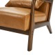 Glitzhome 30.00"H Mid-century Modern Yellowish-brown Leatherette Accent Armchair with Walnut Rubberwood Frame, Set of 2