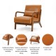 Glitzhome 30.00"H Mid-century Modern Yellowish-Brown Leatherette Accent Armchair with Walnut Rubberwood Fram