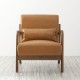 Glitzhome 30.00"H Mid-century Modern Yellowish-brown Leatherette Accent Armchair with Walnut Rubberwood Frame, Set of 2