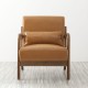 Glitzhome 30.00"H Mid-century Modern Yellowish-Brown Leatherette Accent Armchair with Walnut Rubberwood Fram