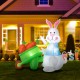 Glitzhome 72.75"L Easter Lighted Bunny Wheel Barrow Inflatable Decor